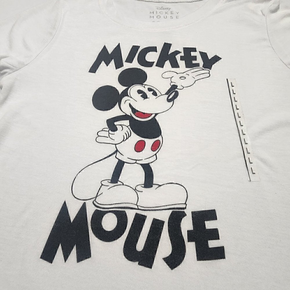 Disney Womens Mickey Mouse Curved T-Shirt White Size Large - Picture 3 of 6